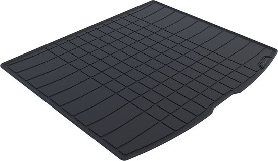 Tapis de coffre en caoutchouc noir avec motif quadrillé et logo Kovvar.