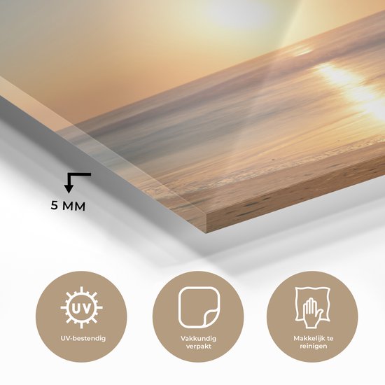 MuchoWow® Tableau sur verre 180x120 cm - Tableau sur verre acrylique - Mer - Couleurs - Soleil - Photo sur verre - Décoration murale salon - Décoration murale chambre - Peintures