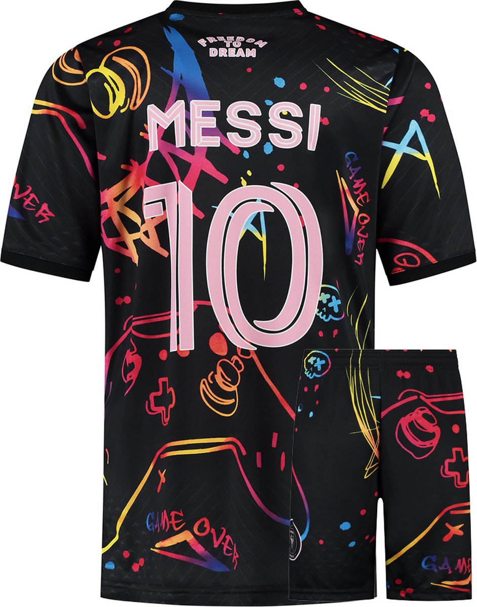 Messi Miami Voetbaltenue - Gaming - Voetbal Tenue Kinderen - Shirt en Broekje - Jongens en Meisjes - Volwassenen - Heren en Dames - Maat 128
