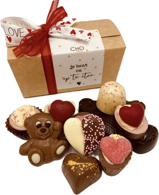 Cho-lala doosje bonbons "Je bent om op te eten" - Chocoladecadeau - 250 gram bonbons - Liefde - Valentijn - Moederdag - Love - Hartjes chocolade