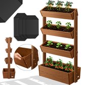 KESSER® Verticale Tuin met 4 Plantenbakken - Kweekbak voor Terras Balkon & Tuin inclusief Tuinvlies verticale Plantenbak met 4 vakken - Bruin