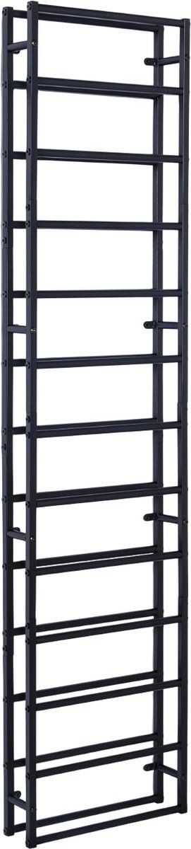 Lendo Online Wijnrek voor aan de muur - 12 flessen - Industrieel - 39x10x164cm (BxDxH) - Wandrek - Flessenrek - Hangend wijnrek - Muurrek - Poedercoat Staal - Zwart — cadeau in Wonen & Interieur - foto 5