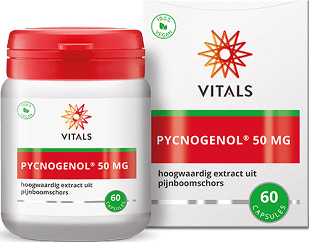 Goedkoopste Vitals Pycnogenol® 50 mg - 60 capsules. Hoogwaardig extract uit pijnboomschors met sterke antioxidatieve werking.