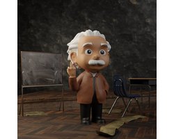 Klein Grappig Middelvinger Albert Einstein Beeldje – Unieke 3D-geprinte Bureau Decoratie & Cadeau voor Wetenschapsliefhebbers, Leraren en Humoristen