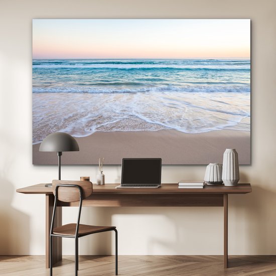 Aluminium schilderij 180x120 cm - Wanddecoratie metaal - Strand - Zee - Pastel - Metalen muurdecoratie woonkamer - Decoratie industrieel - Foto op dibond - Industriële accessoires slaapkamer