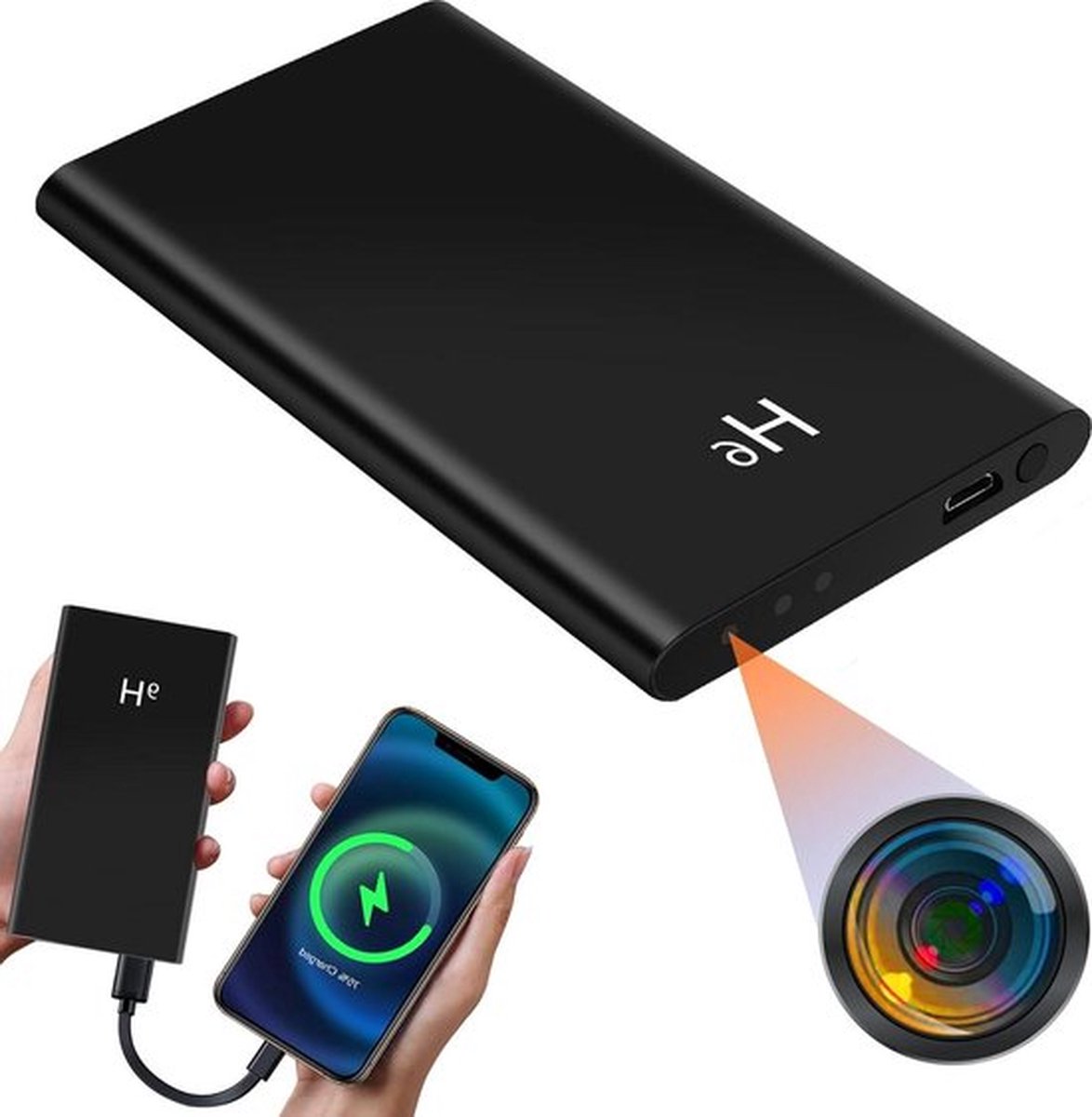 Power Bank HD 1080P Minicamera - Verborgen Camera Spionage met Zwaartekrachtdetectie - Automatisch Nachtzicht - 20 Uur Opname Spy Camera