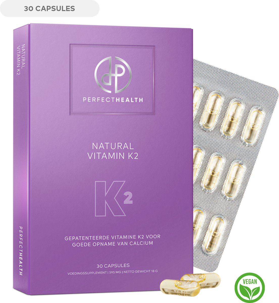 Goedkoopste Perfect Health - Vitamine K2 100mcg - Verbetert Opname Calcium in Botten - Voor Volwassenen - 30 Capsules - Vegan