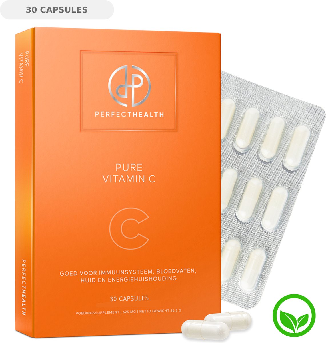 Goedkoopste Perfect Health - Pure Vitamine C Capsules - 30 Stuks - Meest Zuivere Vitamine C - Immuunsysteem, Huid, Bloedvaten en Botten - Vegan