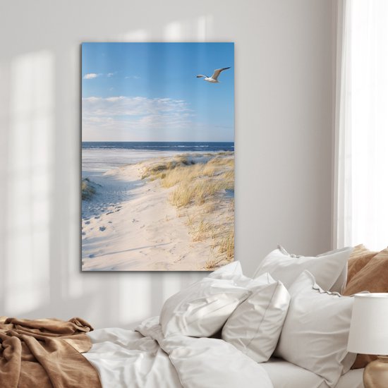 Décoration murale Métal - Aluminium Peinture Industrielle - Dune - Mouette - Plage - Mer - Soleil - 80x120 cm - Dibond - Photo sur aluminium - Décoration murale industrielle - Pour le salon / chambre