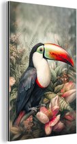 Tableau aluminium 40x60 cm - Décoration murale métal - Toucan - Vogels - Fleurs - Plantes - Tropical - Décoration murale métal salon - Décoration industrielle - Photo sur dibond - Accessoires industriels chambre