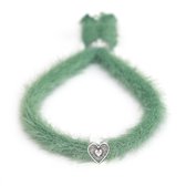 Bracelet duveteux vert argent