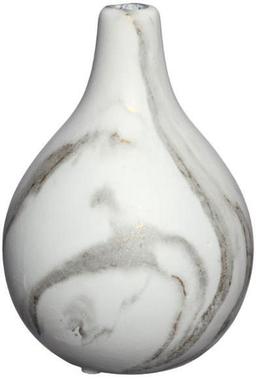 Ideas 4 Seasons Idea4Seasons Bloemenvaas Dazzle - Marmer-look - Wit/Goud - Keramiek - D12 cm x H18 cm - vaas