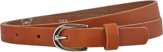 Landley Smalle Dames Riem Leer Cognac - 2 cm - Leren Broekriem Smal - Vrouwen Tailleriem - Lengte totaal 120 cm / Riemmaat 105