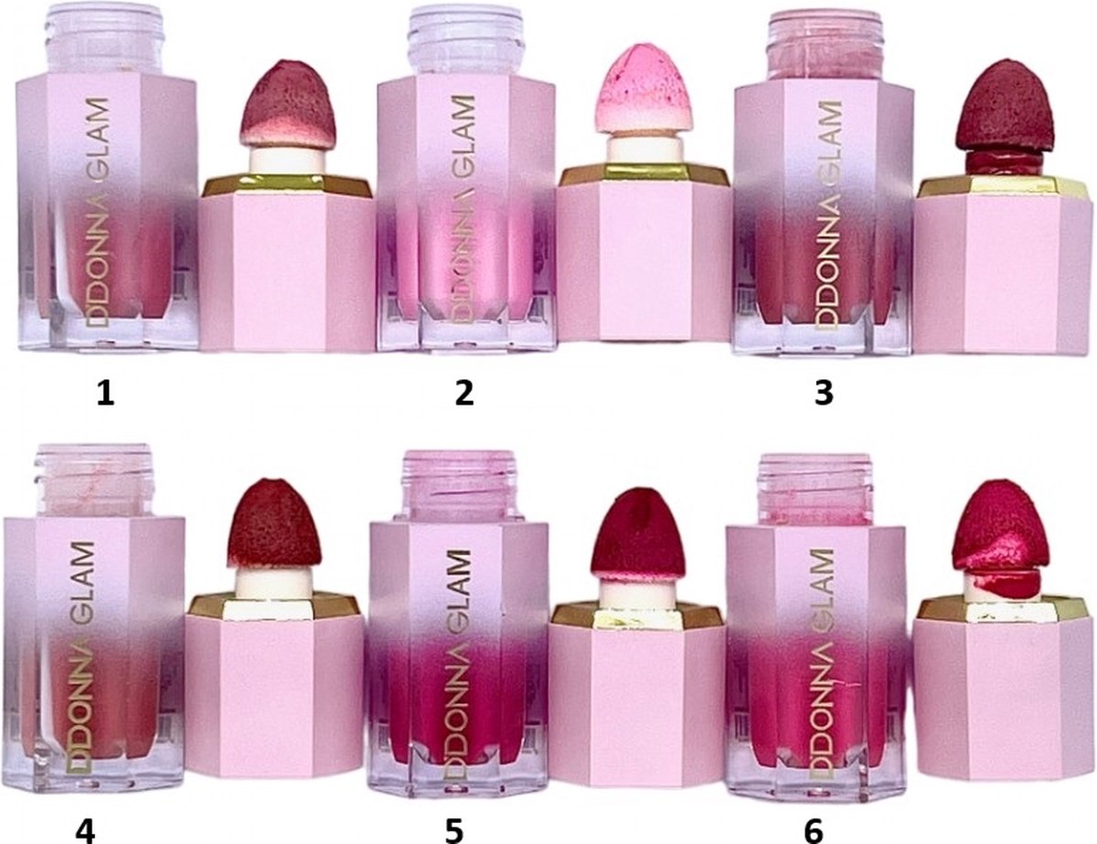 D'Donna - Vloeibare Oogschaduw - Vloeibare Blush - Lipgloss - 3 in 1 - GLAM - Long Lasting - Waterproof - Spons applicator - Make-up - Fel Donker Roze - Fuchsia - Nummer 5