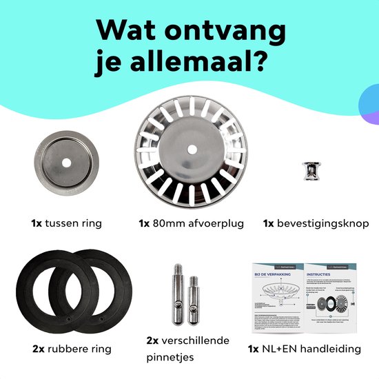 Gootsteen Afvoerstop voor de Keuken 80 mm - Afvoerplug - Korfplug