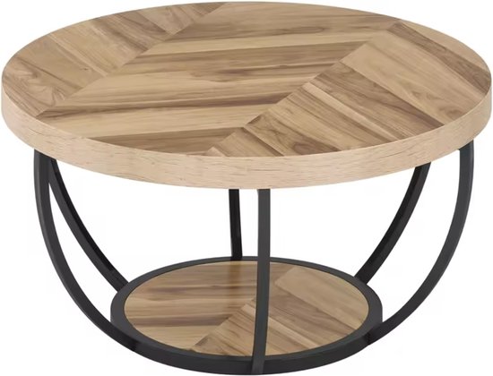 COSTWAY Salontafel, koffietafel met plank en metalen frame