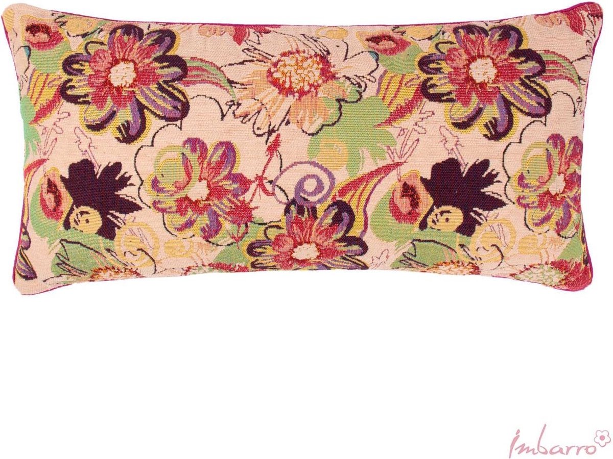 Imbarro - Kussen - Sierkussen - Laurel - Robuust Katoen - Bloemen - 40x60cm