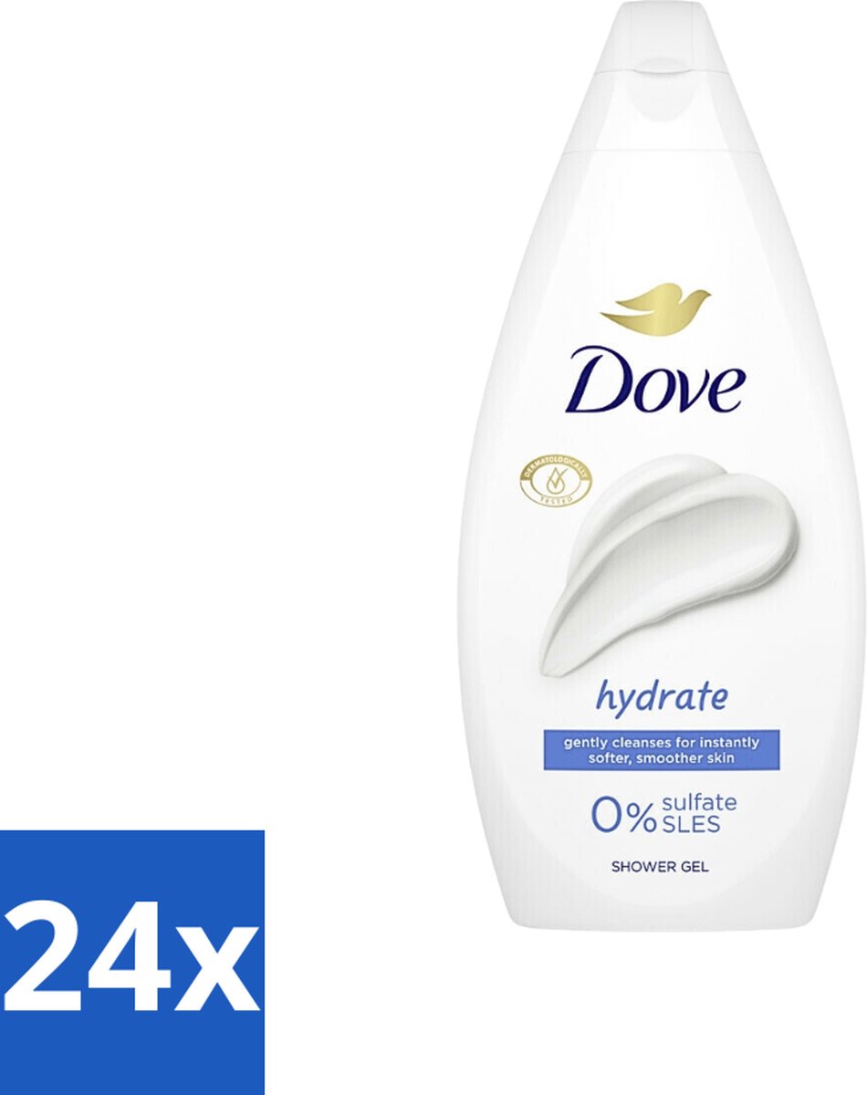 Dove Hydrate - Douchegel - Sulfaatvrij - 250 ml - Voordeelverpakking - 24 stuks