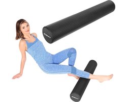 Foam roller - zwart - 90x15 cm - medium-hard