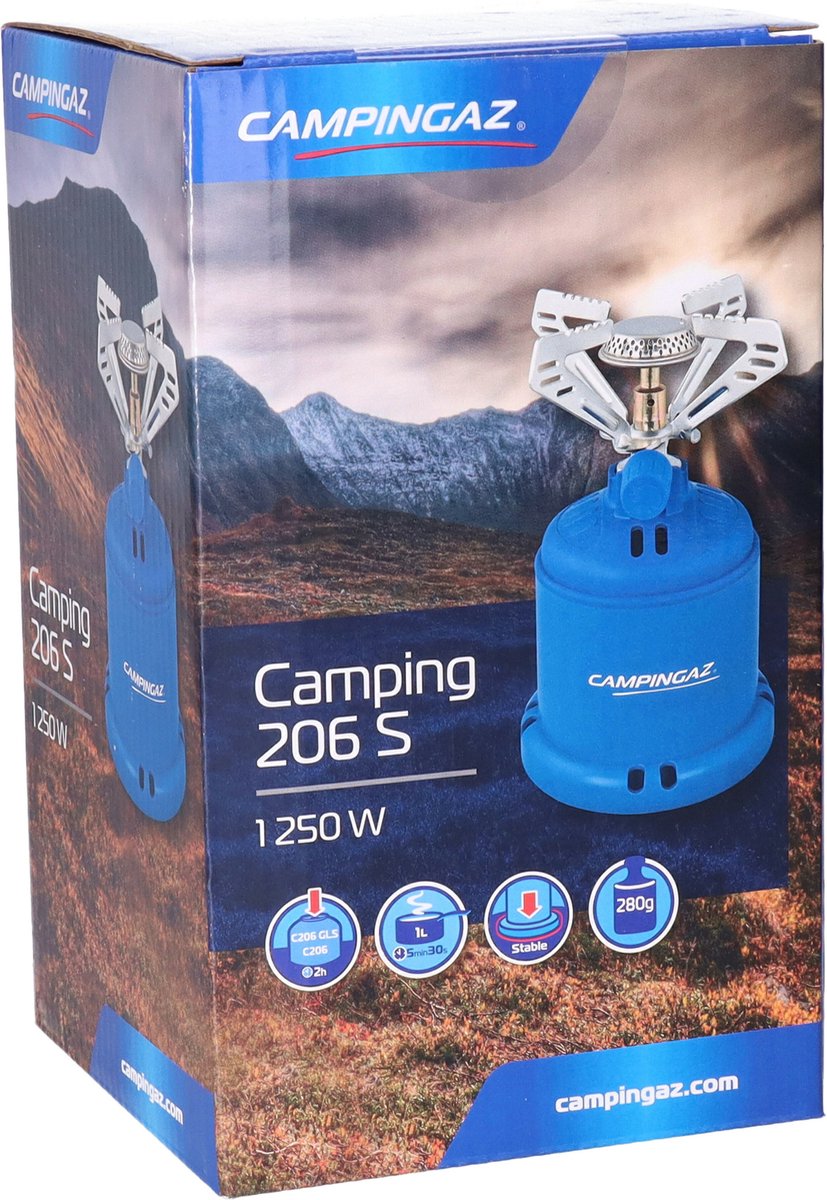 Campingaz 206 S Réchaud De Camping 1 Brûleur - Portable Et Robuste Pour Randonnée, Festivals - Bleu, 1250W