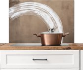 Crédence de Cuisinière en Aluminium 90x60 cm - Peinture - Marron - Japandi - Écran Pare-éclaboussures pour Plaque de Cuisson - Protection Murale