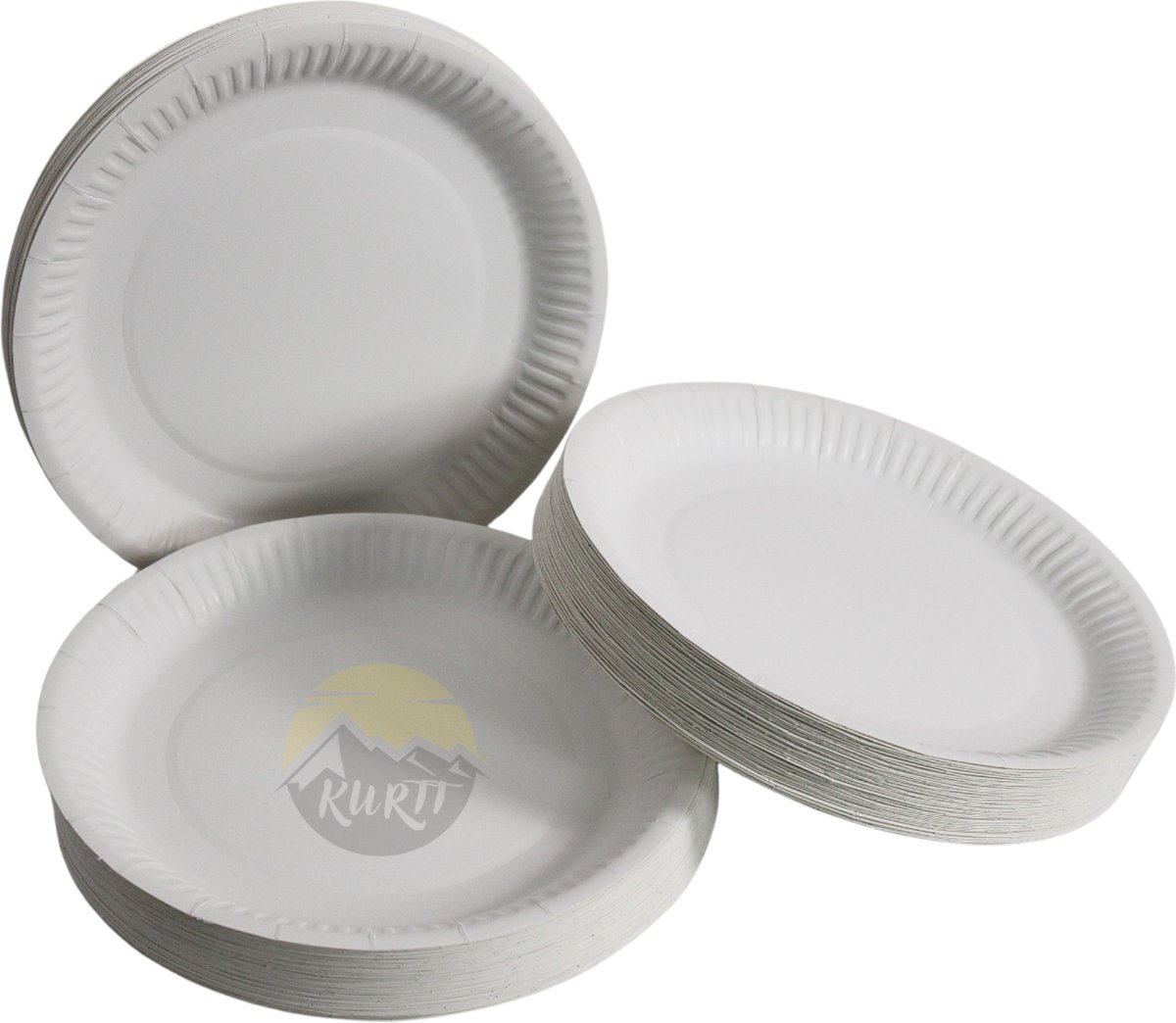 KURTT - 200 stuks papieren borden - Ø 18cm - kartonnen borden - wegwerp borden papieren schaaltjes -wegwerpservies - taartborden - feestborden - papieren borden - gebaksbordjes