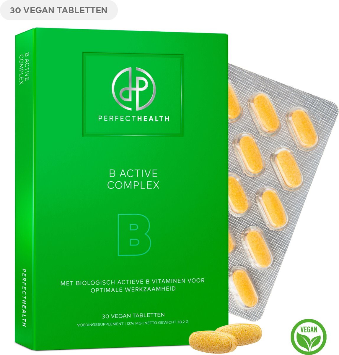 Goedkoopste Perfect Health - Vitamine B Complex Bio - Goed voor Immuunsysteem, Energie, Geheugen en Zenuwstelsel - 30 Biotine Tabletten - B1, B6, B12 - Vegan