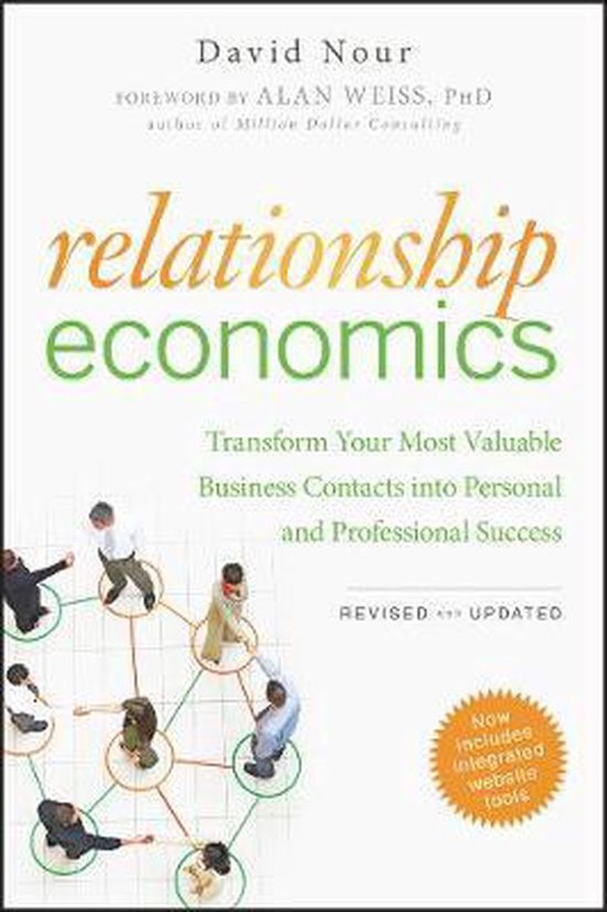 Couverture du livre 'Relationship Economics' par David Nour. Comprend un diagramme de personnes connectées.