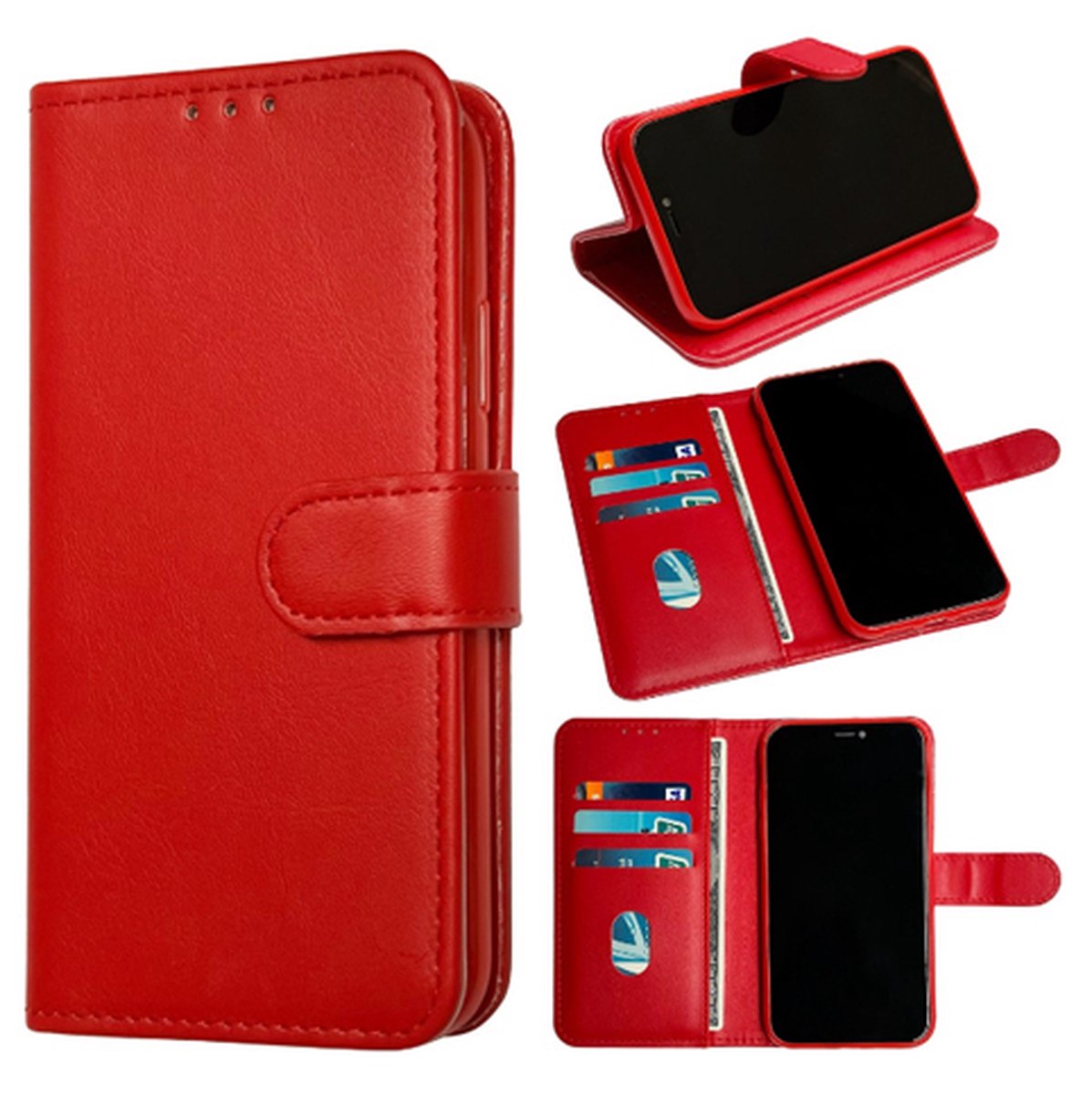 Telefoonhoesje Geschikt voor Samsung S23 FE Fashion Bookcase - Rood - Ruimte voor 3 pasjes