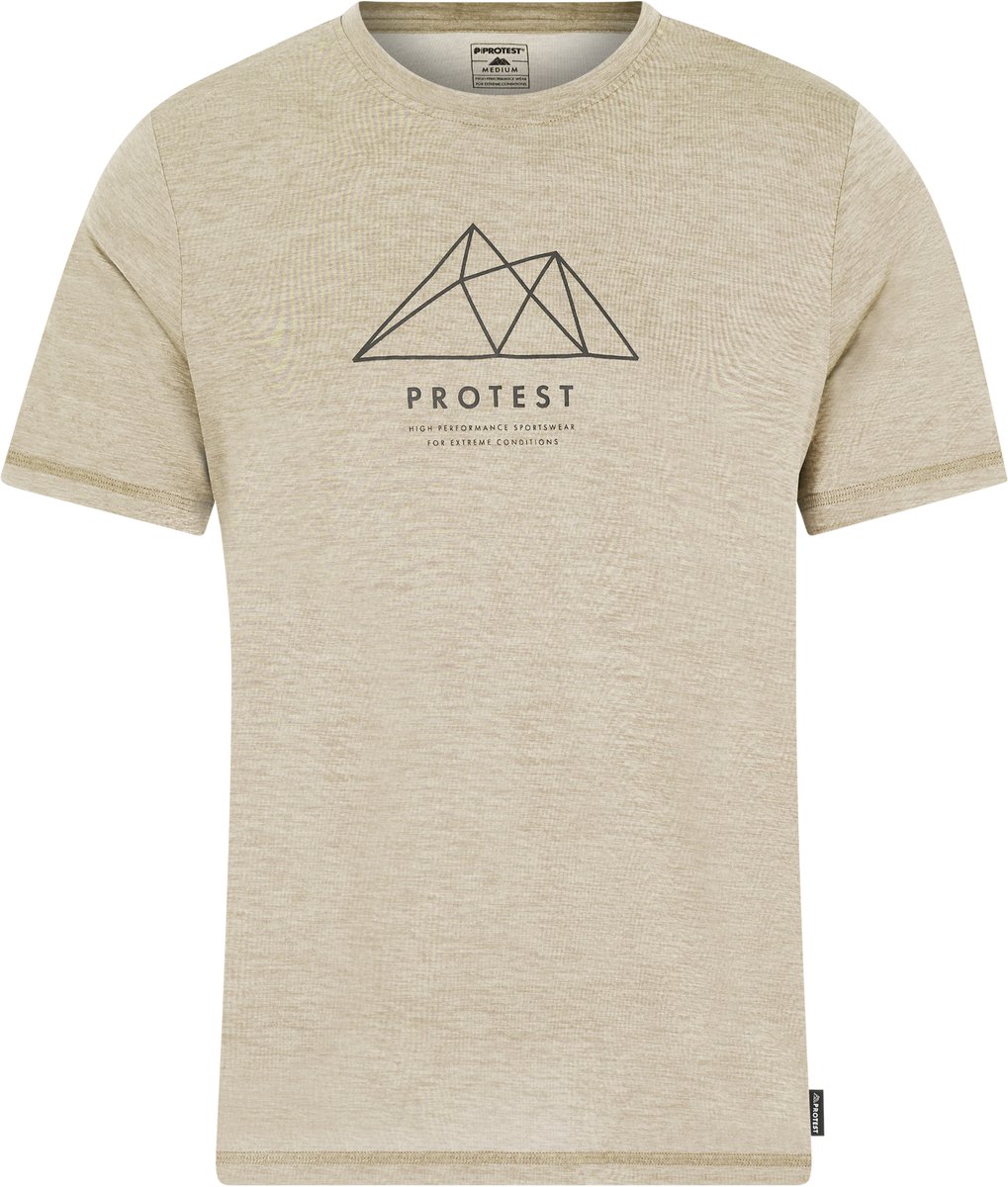 Protest Prtoliver – T shirt Heren – Korte mouwen – Ronde hals Beige