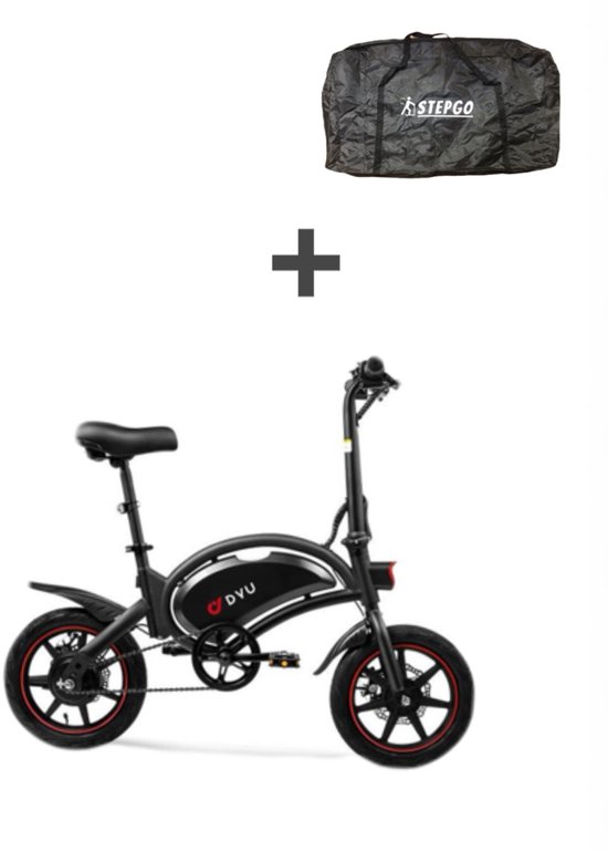 Elektrische vouwfiets - DYU D3F - elektrische fiets - opvouwbaar - vouwbaar - 25 km/h trapondersteuning + waterdichte stepgo beschermhoes / reistas