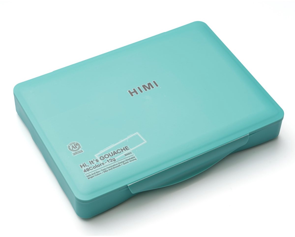 HIMI - Gouache - Twin split cups - set van 48 kleuren - 12g - 3 penselen - Turquoise — afbeelding 2