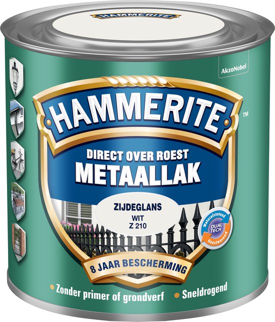 Blik Hammerite Metaallak Zijdeglans Wit Z210.