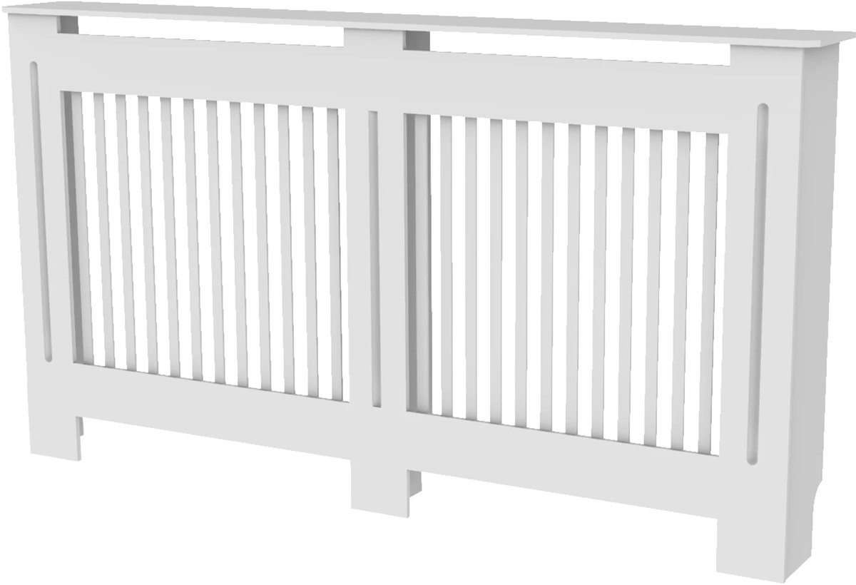 Hanimo Radiator ombouw - Radiatorombouw Kant En Klaar - Radiatoromkasting - Verticale Latten - Stabiele MDF uitvoering - Wit - 172x19x92,2cm