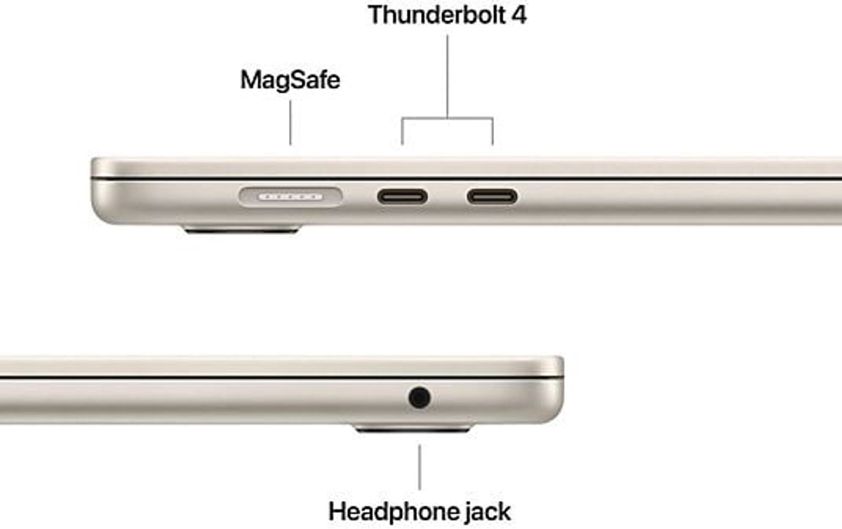 Apple MacBook Air 15" (2025) M4 Chip, 16GB RAM, 256GB SSD, IPS Display, 18 uur batterij, Sterrenlicht - Afbeelding 2