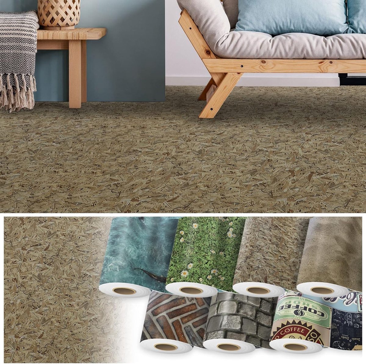 FLOORDIREKT Vloerbedekking - PVC vloeren 3D - Osb - 100 x 100 cm
