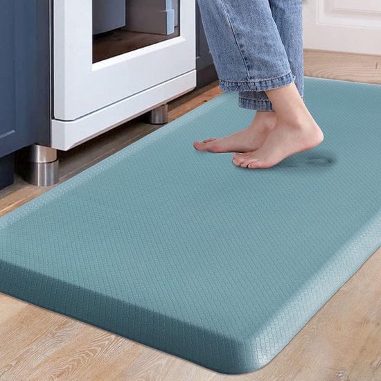 Carvapet Antislip keukentapijt, anti-vermoeidheidsmat, keukenloper, schuimvloermat, pvc, afwasbaar, looptapijt, keukenmat, vloermat, turquoise, 44 x 152 cm Carvapet Antislip keukentapijt, anti-vermoeidheidsmat, keukenloper, schuimvloermat, pvc, afwasbaar, looptapijt, keukenmat, vloermat, turquoise, 44 x 152 cm
