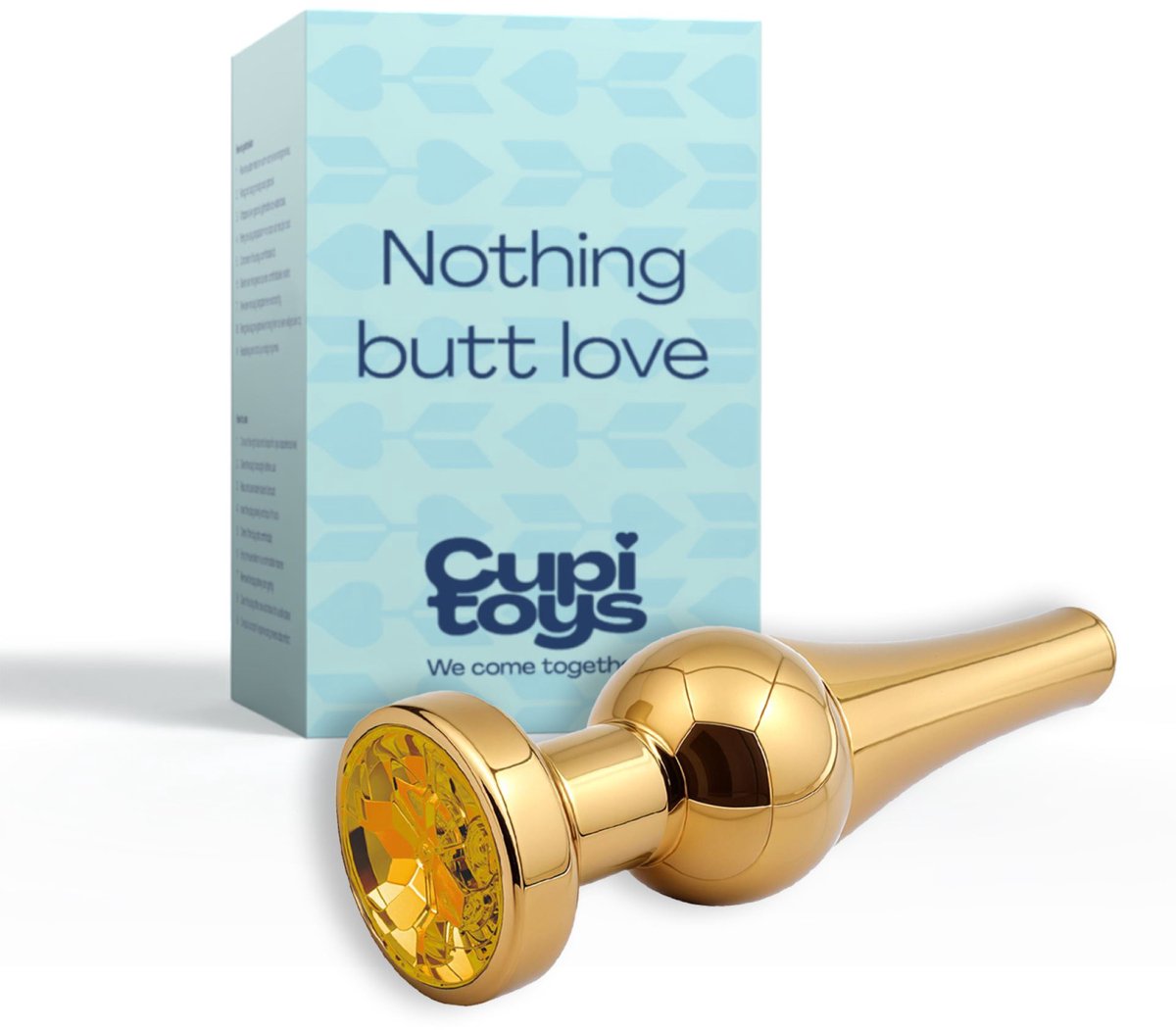 Goedkoopste Cupitoys® Metalen buttplug - Goud - Diamant goud - Taps - Medium - Sex toys voor vrouwen - Sex toys voor mannen - Buttplugs