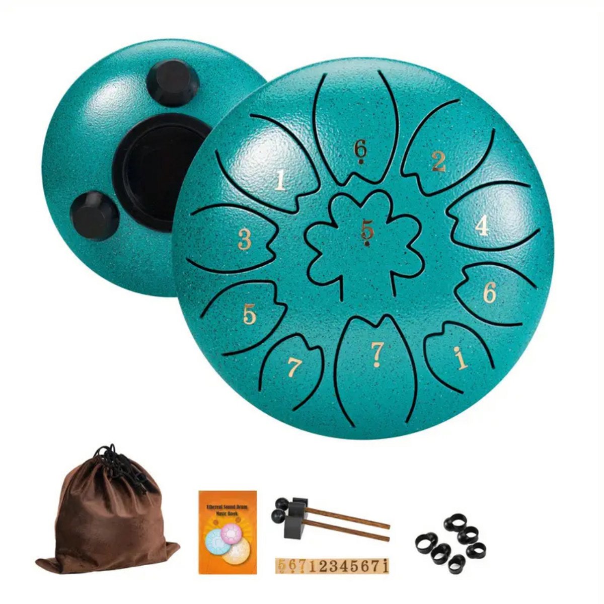 Bovista Handpan - Tongue Drum - Steel - Regen - Klankschaal - Groen