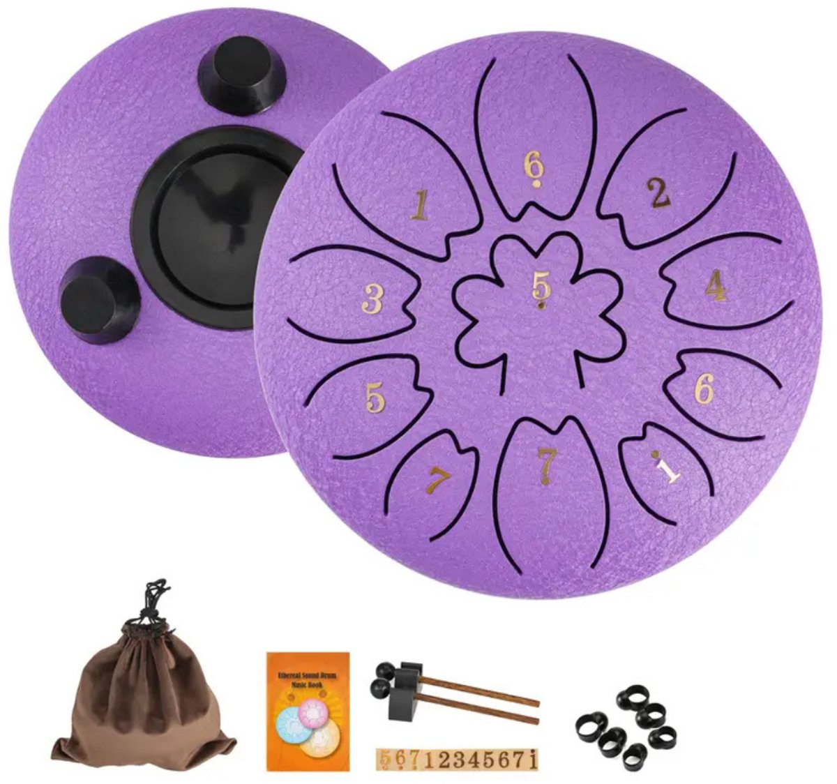 Bovista Handpan - Tongue Drum - Steel - Regen - Klankschaal - Lichtpaars