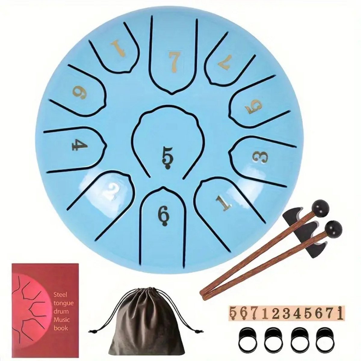 Bovista Handpan - Tongue Drum - Steel - Regen - Klankschaal - Blauw