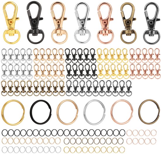 Belle Vous metalen karabijnhaak en sleutelringen 140 stuks - Je eigen