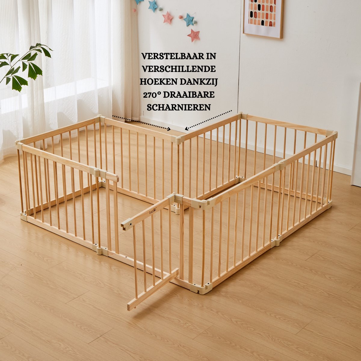 Lucellia® Houten Grondbox Baby XL 192x192 cm – Inklapbare Speelbox Hout – Kinderbox, Kruipbox, Playpen & Baby Box – Volledig Voorgemonteerd – Prime Wood – foto 4