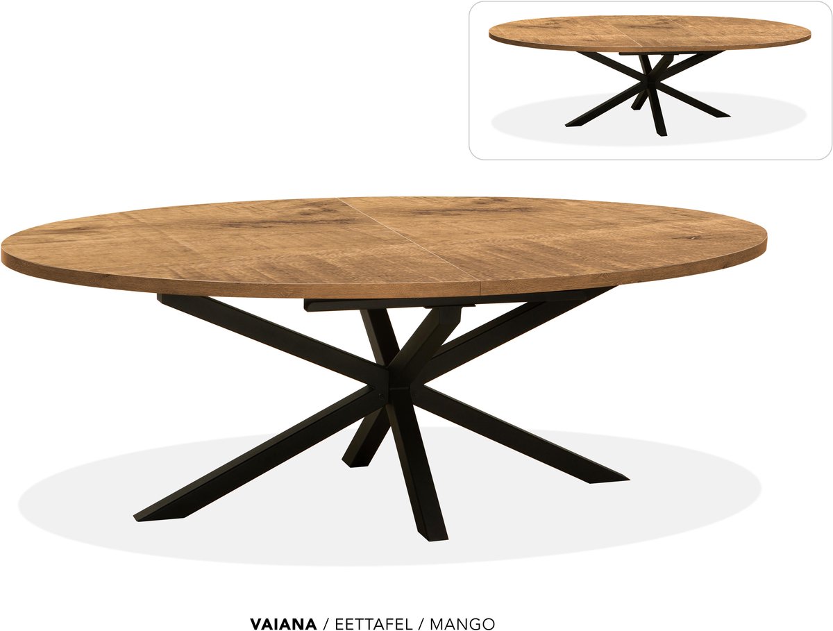 Maxfurn Ovale uitschuiftafel 200/260 | Zeer krasvast | Kleur: Mango