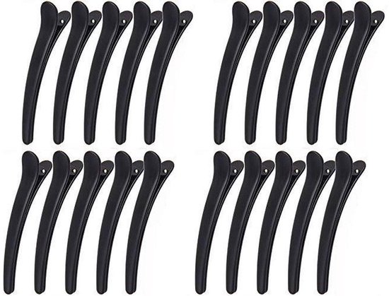 24x Professionele kappers haarklemmen| Stevige kappers haarklemmen| Zwarte Klemmen| 20 stuks