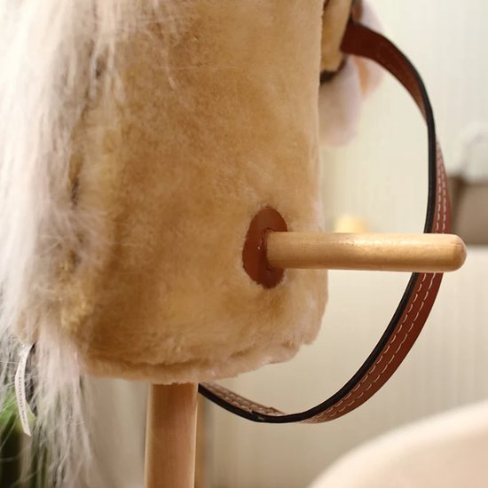 BOECK - Hobby Horse Stokpaard - Hobby horse stokpaarden - Met geluid - Houten speelgoedpaardje - Pluche speelgoedpaard - Stokpaardje met Teugels - Zacht en Stevig - Trendy nu van Merkloos — afbeelding 2