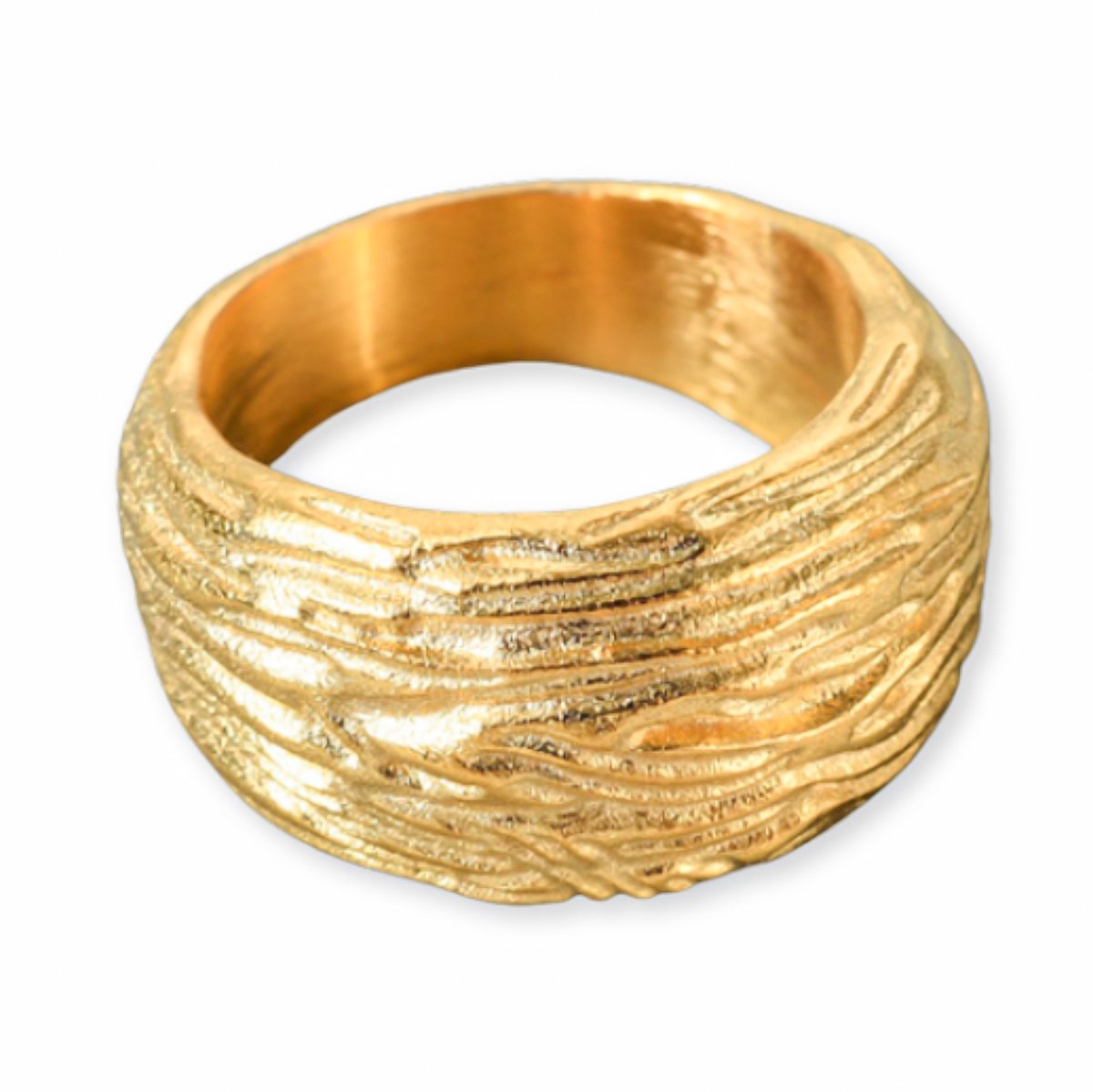 Marama - Ring Claire goud - stainless steel - gold plated - maat 17/18 - reliëf - dames - ring - brede damesring