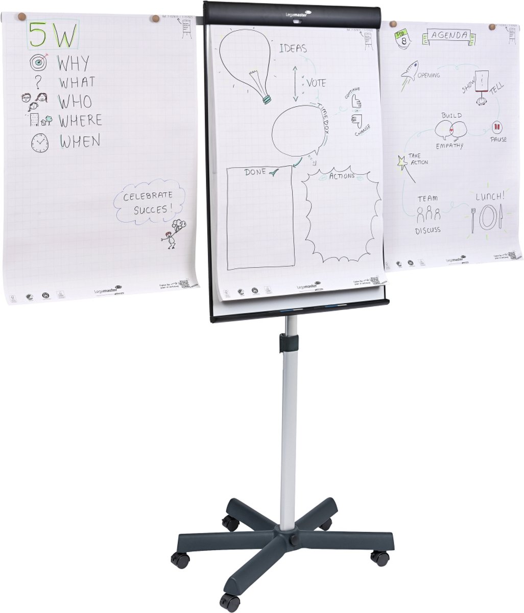 Legamaster SKETCH PRO flipover mobiel stervoet - inclusief SKETCH ECO-papierblok met raster & 2 edding 31 EcoLine flipchart markers thumbnail 6