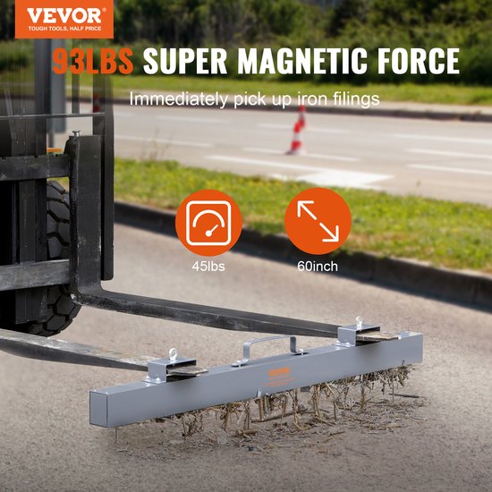 VEVOR Magnetische Bezem Magnetische Veegmachine 1520 Mm, Magnetische Veegmachine Magnetische Bezem Magnetische Bezem Magnetische Lifter 42,2 Kg Magnetische Kracht Magnetische Spanenverzamelaar Vloerveger Veegmachine van VEVOR — afbeelding 4