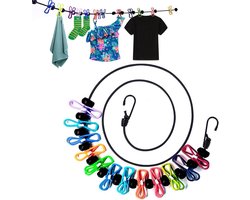 1,8 m - elastische winddichte band voor buiten positionering waslijn - waslijn voor buiten - stevig en duurzaam - eenvoudig te bevestigen - antislip - lichtgewicht en draagbaar - veelzijdig - geschikt voor reizen, kamperen, buiten en binnen